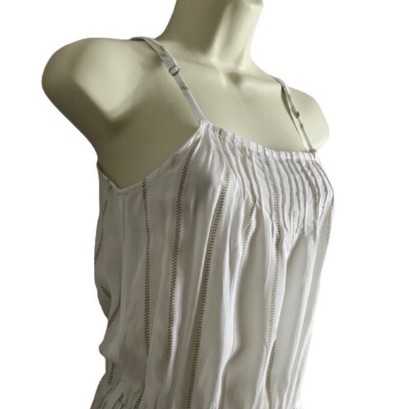 Faithfull The Brand White Small Rayon Striped Wide Leg Jumpsuit Minimalist Comfy - Picture 2 of 7